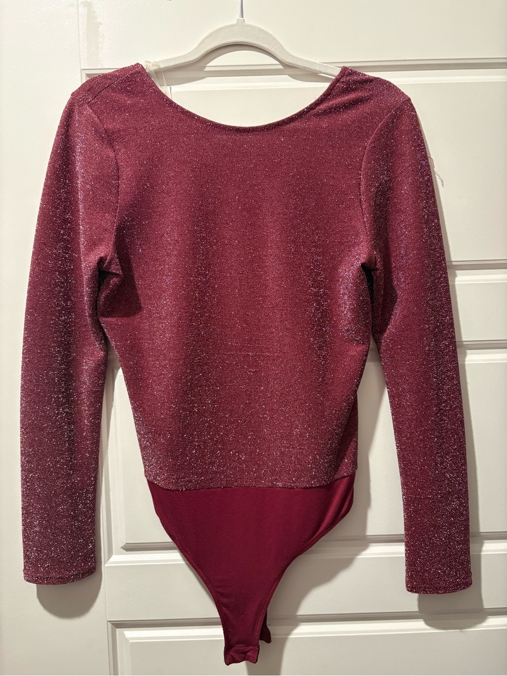 Blue Blush Sparkle Burgundy Long-Sleeve One-Piece Bodysuit